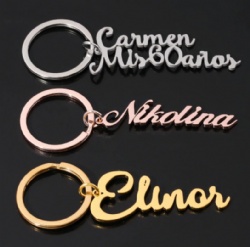 different letter die casting gold keychain