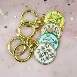 round shape flower enamel keychain