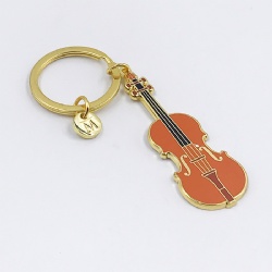 Guita shaped hard enamel gold keychain
