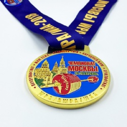 Custom golden weightlifting medal