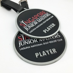 custom soft enamel bag tag with antique nickel metal