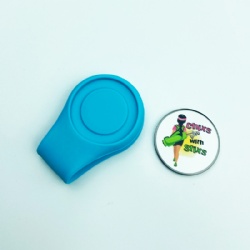 Blue silicone hat clip with ball marker