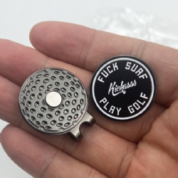 Black metal hat clip with ball marker
