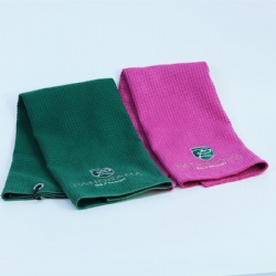 waffle golf towel with embroidered logo