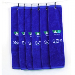 blue color 100% cotton golf towel with embroidered logo