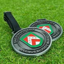 antique metal golf name tag