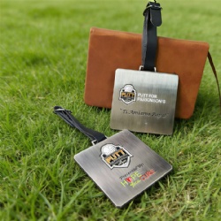 antique metal golf name tag