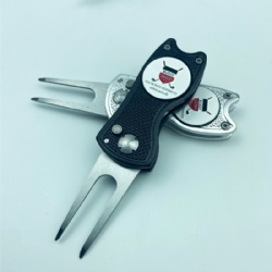 Balck metal switchblade golf divot tool