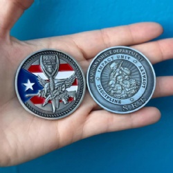 metal zinc alloy two tone plated enamel challenge coin