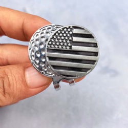 metal magnetic golf hat clip with US flag ball marker