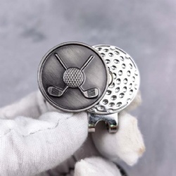 metal magnetic golf hat clip with 3D golf ball design ball marker