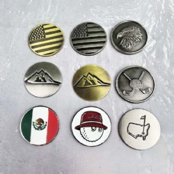 soft enamel custom logo antique silver ball marker coin