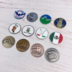 soft enamel custom logo antique silver ball marker coin