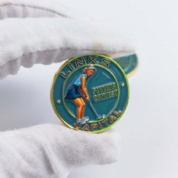 soft enamel custom logo antique silver ball marker coin