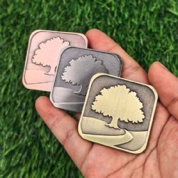 custom anti silver brass cooper golf square shape ball marker
