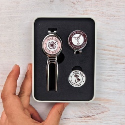 custom logo golf divot tool hat clip ball marker with tin box