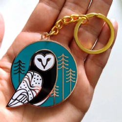 custom enamel bird metal keychain