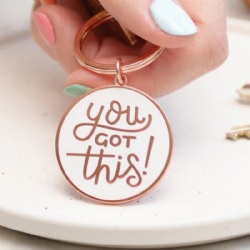 rose gold letter enamel keychain
