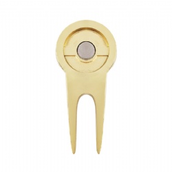Gold metal golf divot tool with ball marker